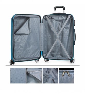 ITACA T71600 azul -55x39x20cm Conjunto de mala de viagem de 4 rodas de face dura