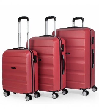 ITACA 4 Wheeled Rigid Travel Bag Set T71600 coral -55x39x20cm