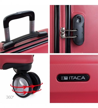 ITACA Starre Reisetasche mit 4 Rdern Set T71600 koralle -55x39x20cm