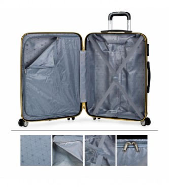 ITACA Conjunto de mala de viagem rígida com 4 rodas T71600 mostarda -55x39x20cm