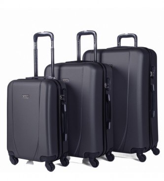 ITACA Zestaw walizek podróżnych na 4 kółkach 71100 Czarny -55x65x75cm- Zestaw walizek podróżnych na 4 kółkach  