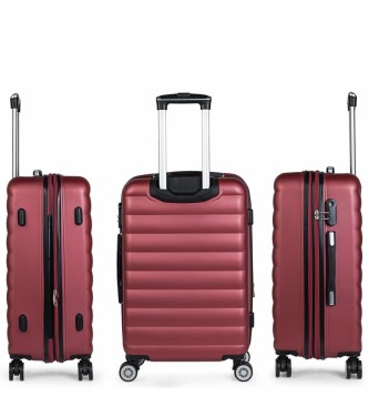 ITACA Zestaw walizek podróżnych na 4 kółkach 71200 Maroon -55X65X75Cm -55X65X75Cm  
