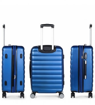 ITACA Conjunto de mala de viagem dura de 4 rodas 71200 Azul -55x65x75cm- -55x65x75cm-.  