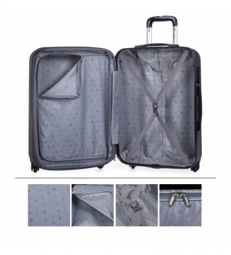 ITACA Zestaw walizek podróżnych na 4 kółkach T71500 Czarny -55x38x20cm