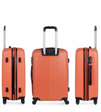 ITACA Conjunto de mala de viagem dura com 4 rodas 55/64/73 cm laranja