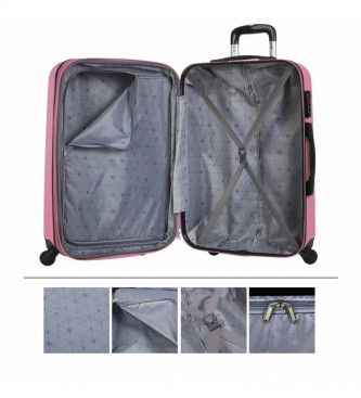 ITACA Conjunto de mala de viagem de 4 rodas de face dura T71500 rosa -55x38x20cm