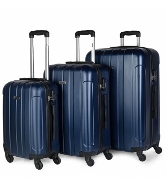 ITACA Ensemble de bagages à 4 roues à parois dures 771100 marine -55x37x20cm