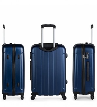 ITACA Ensemble de bagages à 4 roues à parois dures 771100 marine -55x37x20cm