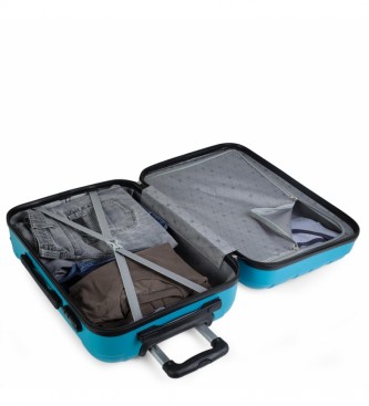 ITACA Ensemble de bagages rigides à 4 roues 771100 turquoise -55x37x20cm