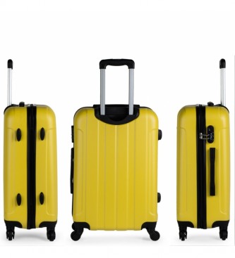 ITACA Conjunto de bagagem rgida de 4 rodas 771100 amarelo -55x37x20cm