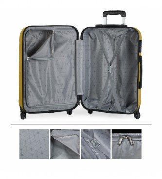 ITACA Zestaw 4 walizek na kółkach 771100 żółty -55x37x20cm