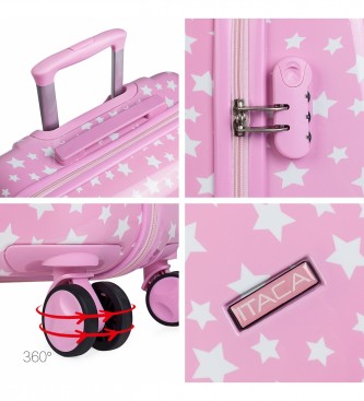 ITACA Set of suitcases 50/60 CMS and toilet bag ITACA 702400B colour pink