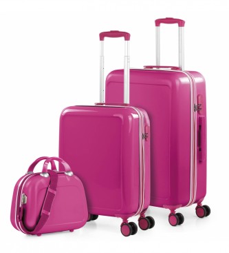 ITACA Set 50/60 CMS Suitcases and Toilet Bag ITACA 702600B colour fuchsia