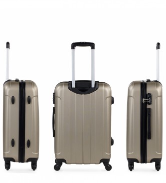 ITACA Conjunto de mala de viagem dura com 4 rodas 55/64/73 cm champanhe
