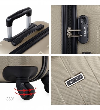 ITACA Conjunto de mala de viagem dura com 4 rodas 55/64/73 cm champanhe