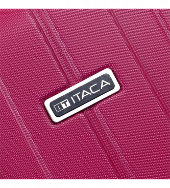 ITACA Conjunto de mala de viagem dura com 4 rodas, vermelho