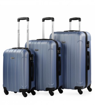 ITACA Komplet trdega potovalnega kovčka na 4 kolesih 55/64/73 cm vijolične barve