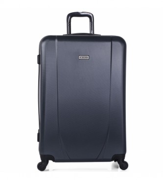 ITACA Stor rejsekuffert XL stiv kuffert med 4 hjul Trolley 71170 sort -75x50x30cm