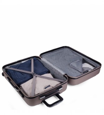 ITACA Large Travel Suitcase XL Rigid 4 Wheels 75cm champagne