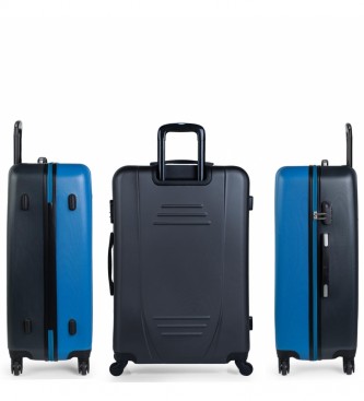 ITACA Grand sac de voyage XL Rigid 4 Wheelled Trolley Case 71170 bleu, anthracite -75x50x30cm