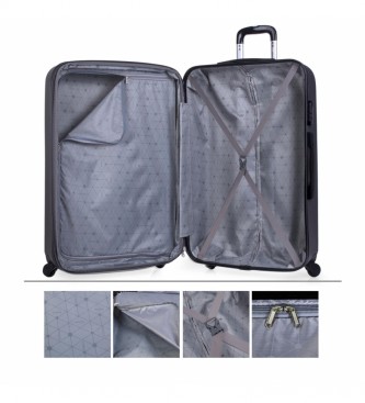 ITACA Duża walizka podróżna XL 4 koła T71570 czarna -76x49x30cm