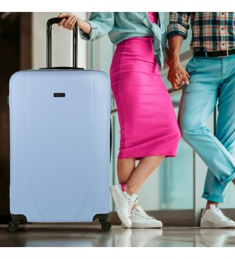 ITACA Grande valise de voyage XL Rigide 4 Roues Trolley 71170 Bleu -75x50x30cm