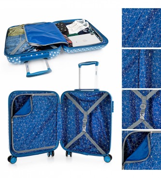 ITACA Niebieska sztywna walizka podróżna 702460 -67x45x24cm