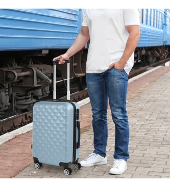 ITACA Maleta de cabina con combinacin TSA 771750 azul claro