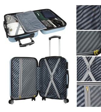 ITACA Maleta de cabina con combinacin TSA 771750 azul claro