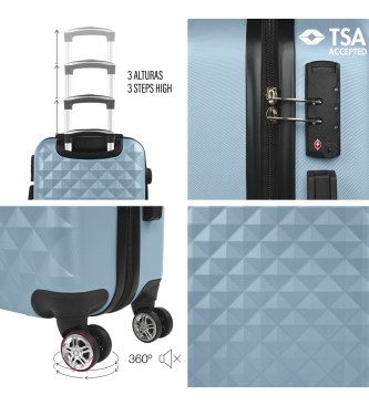 ITACA Maleta de cabina con combinacin TSA 771750 azul claro