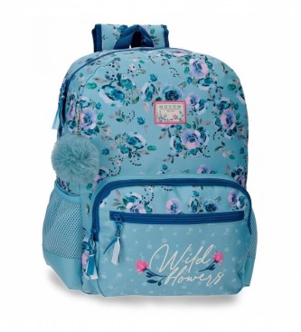 Joumma Bags Movom Wild Flowers plecak szkolny z dwiema przegrodami niebieski -33x46x17cm