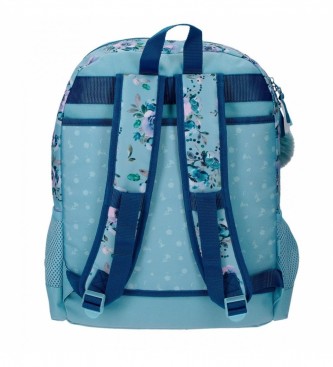 Joumma Bags Movom Wild Flowers mochila escolar adaptvel dois compartimentos azul -33x46x17cm