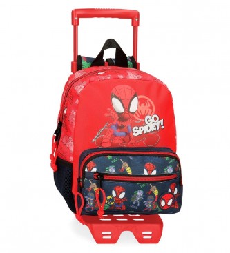 Joumma Bags Go Spidey rugzak met trolley rood -23x28x10cm