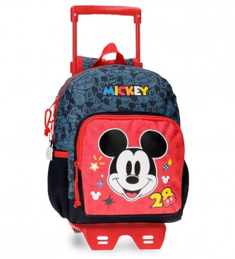 Joumma Bags Mickey Get Moving frskola ryggsck 28cm med vagn rd, bl -23x28x10cm