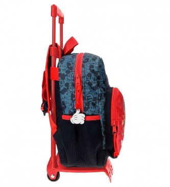 Joumma Bags Mickey Get Moving predšolski nahrbtnik 28cm z vozičkom rdeča, modra -23x28x10cm
