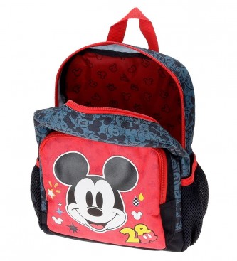 Joumma Bags Mickey Get Moving peuterrugzak 28cm met trolley rood, blauw -23x28x10cm