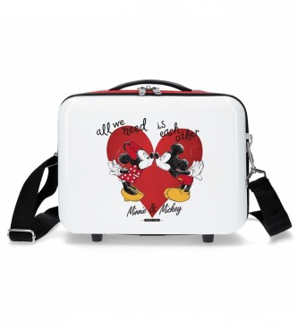 Joumma Bags Biała kosmetyczka ABS Mickey & Minnie love -29x21x15cm