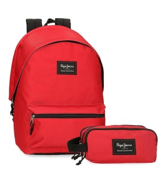 Pepe Jeans Mochila Aris com estojo vermelho