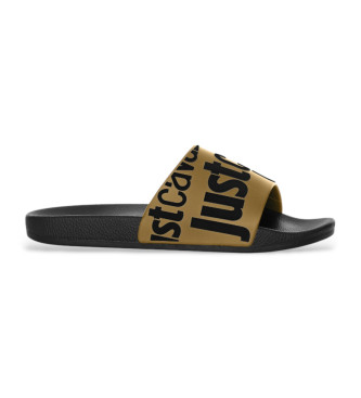 Just Cavalli Sandalen met gouden logo, zwart