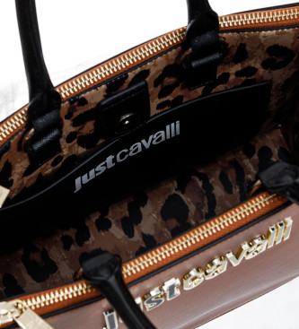 Just Cavalli Borsa stile 1 con scritta in metallo marrone