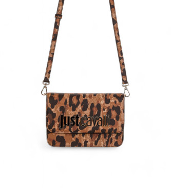 Just Cavalli Brown Metal Lettering Bag