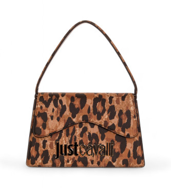 Just Cavalli Borsa con scritta in metallo della gamma marrone