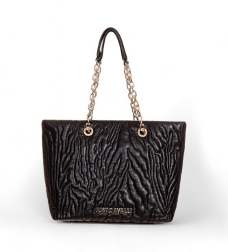 Just Cavalli Gewatteerde zebra tas groot zwart