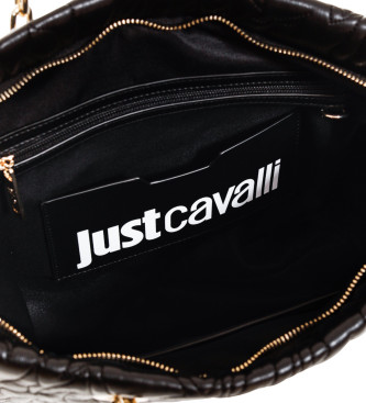 Just Cavalli Gewatteerde zebra tas groot zwart