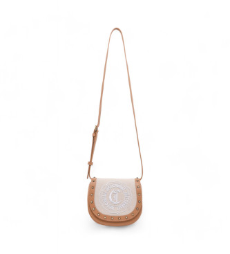 Just Cavalli Borsa in tela di legno con ricamo gamma T beige