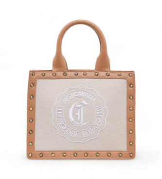 Just Cavalli Borsa in tela di legno con ricamo gamma T beige