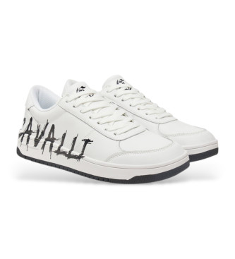 Just Cavalli Weie Logo-Lederturnschuhe