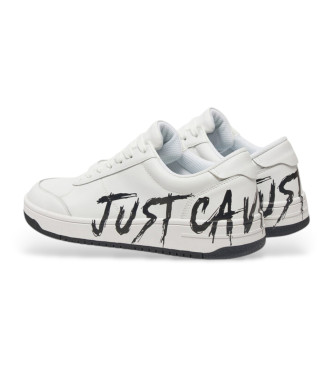 Just Cavalli Weie Logo-Lederturnschuhe