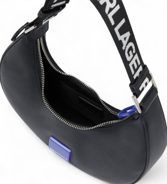 Karl Lagerfeld Borsa semicircolare con logo quadrato KLJ nera