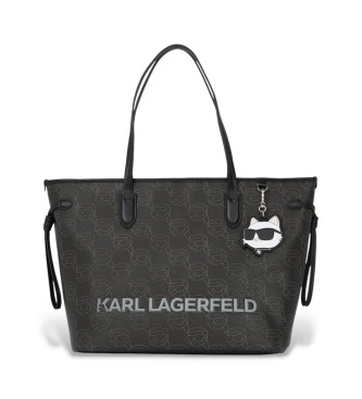 Karl Lagerfeld Czarna torba shopper z monogramem